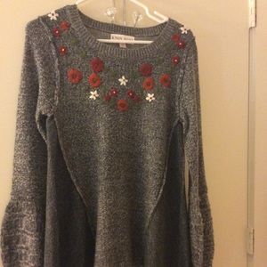 Knox rose grey sweater with floral detailing